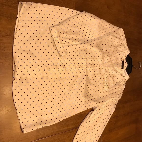 Cream & black silk button up shirt size small. - Picture 2 of 5